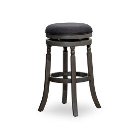 30" Bar Stool, Weathered Gray Finish, Charcoal Fabric Seat