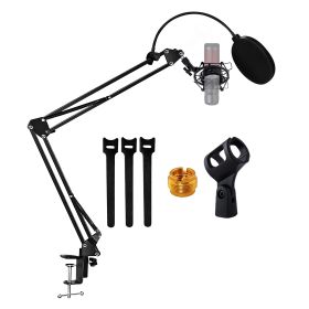 5 Core Microphone Arm Stand, Upgraded Adjustable Suspension Boom Scissor Arm Mic Stand 32 inch with Pop Filter, 3/8" to 5/8" Adapter, Mic Clip Shock M