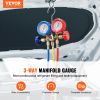 VEVOR AC Gauge Set - 3 Way AC Manifold Gauge Set for R134A R22 R12 R502 Refrigerant, Freon Gauges with 5ft Hoses, Couplers, Can Tap Works on Car Auto