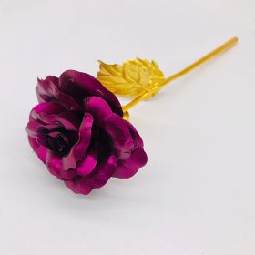 24K Luminous Color Gold Rose Flower Set (Option: Purple naked flower)