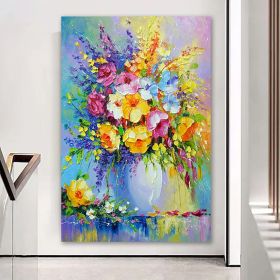 Oil Painting Hand Painted Vertical Abstract Floral / Botanical Modern Luxurious corridor living room bedroom decoration painting (size: 60x90cm)