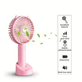 Mini Portable Fan; Mute USB Mini Handheld Fan; Cute Design 3 Speed Small Desk Fan With Base; Makeup Rechargeable Fan For Stylish Girl Women; Small Han (Color: White)