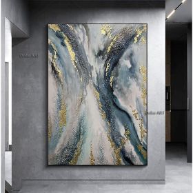 Handmade Oil Painting Canvas Wall Art Decoration Abstract Art Painting Gold Foil Streamer for Home Living Room hallway bedroom luxurious decorative pa (size: 100x150cm)