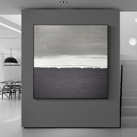 100% hand painted White Gray Abstract Oil Painting Canvas Handmade oil Painting For Home Office Bar Decor (size: 90x90cm)