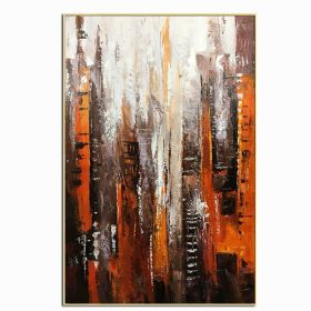 Hand Painted  Red Black White Abstract Oil Painting Minimalist Modern On Canvas Wall Art Decorative For Living Room No Frame (size: 75x150cm)