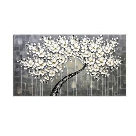 Abstract Knife 3D Flower Picture Wall Art Home Decor Hand Painted Flower Oil Painting on Canvas Handmade white Floral Paintings (size: 150x220cm)