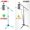 5 Core Mic Stand Collapsible Height Adjustable Up to 6ft Metal Microphone Tripod Stands w Boom Arm Para Microfono for Singing Karaoke Speech Stage Rec