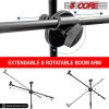 5 Core Microphone Stand Boom w Tripod Base Foldable Adjustable Height Up to 86 Inches 360 Degree Rotating W Dual Mic Holder & Golden Mic Screw Singing