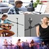 5 Core Microphone Stand Boom w Tripod Base Foldable Adjustable Height Up to 86 Inches 360 Degree Rotating W Dual Mic Holder & Golden Mic Screw Singing