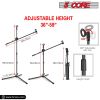 5 Core Microphone Stand Boom w Tripod Base Foldable Adjustable Height Up to 86 Inches 360 Degree Rotating W Dual Mic Holder & Golden Mic Screw Singing